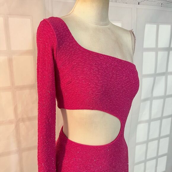 Windsor NWT One Shoulder pink Glitter Dress size small - Picture 5 of 12